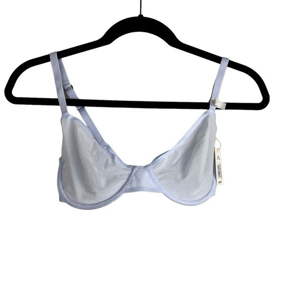 Aerie SMOOTHEZ Unlined Mesh Balconette Bra Eyelet Blue - Picture 2 of 9